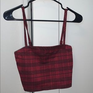 Red and black plaid crop top